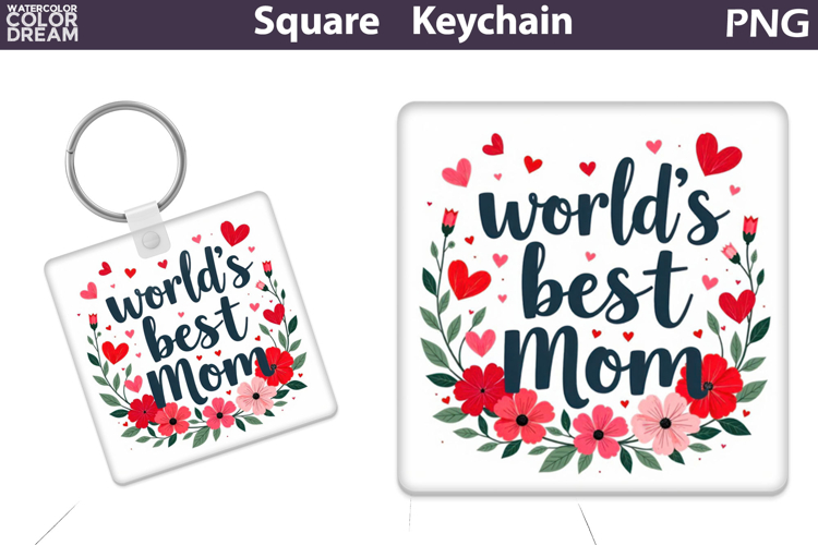 Mothers Day Square Keychain | Mom Sublimation