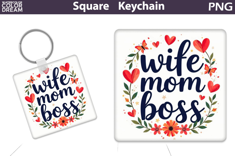 Mothers Day Square Keychain | Mom Sublimation