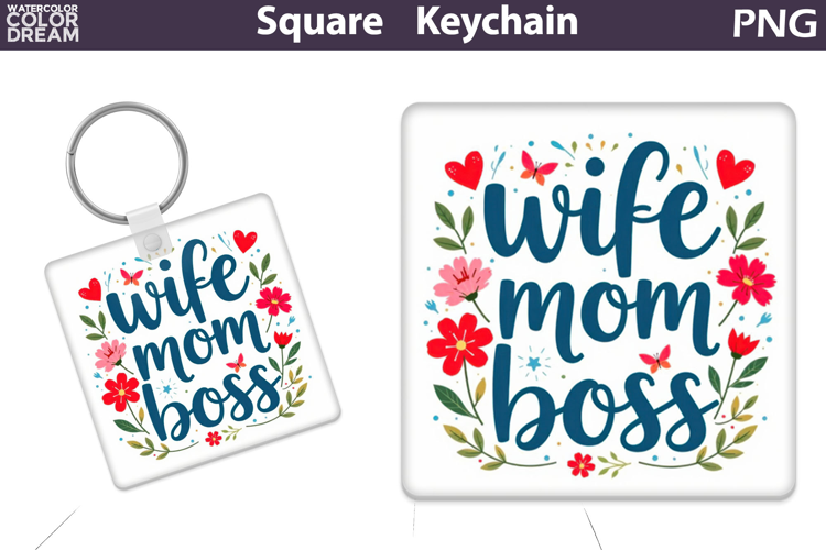 Mothers Day Square Keychain | Mom Sublimation