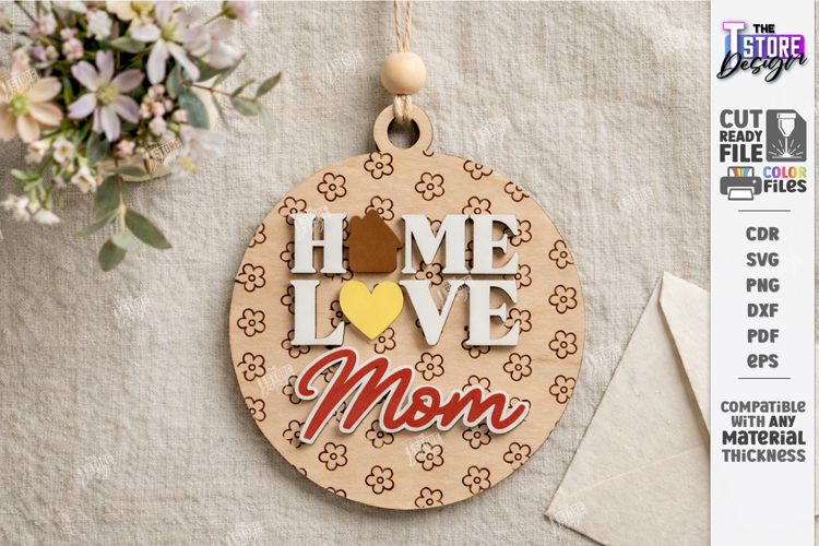 Mothers Day Floral Ornament Laser Cut | Gift Tag SVG | CNC