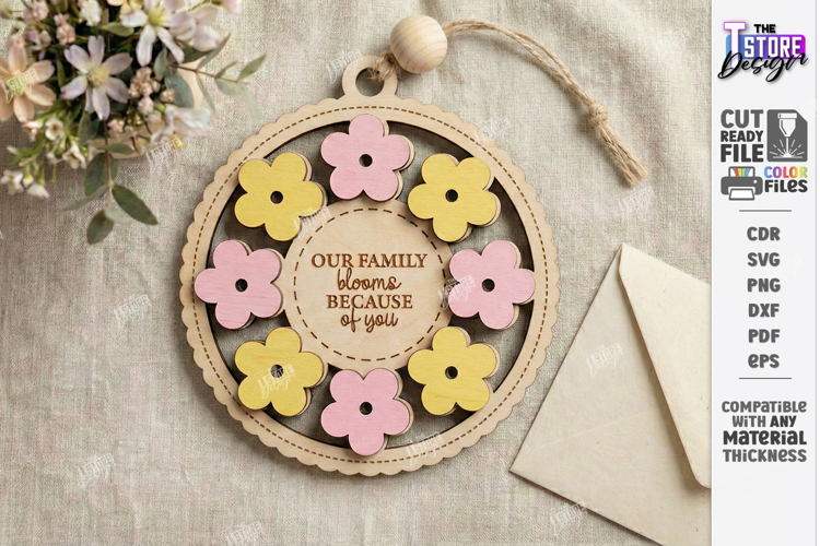 Mothers Day Floral Ornament Laser Cut | Gift Tag SVG | CNC