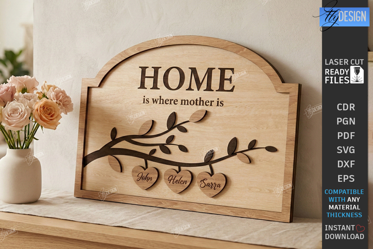 Family Name Sign Laser Cut | Mothers Day Gift Idea | CNC