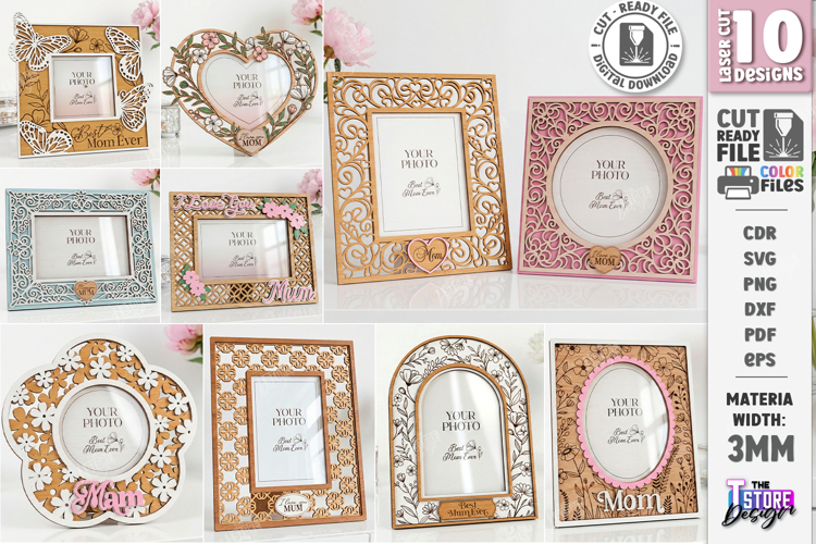 Mothers Day Photo Frames Laser Cut | Floral Picture Frames