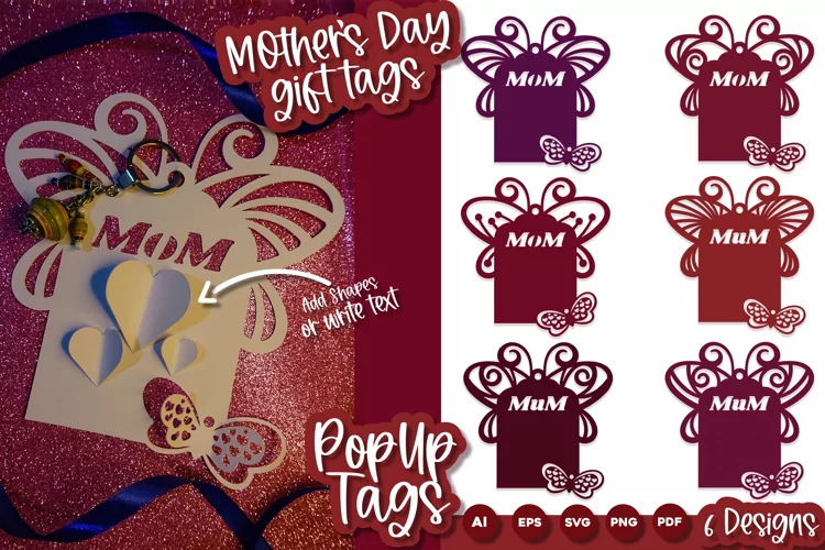 Papercut Mothers Day Pop up Butterfly Tags | Mom and Mum