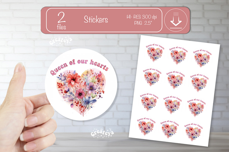 Mother’s Day Round Stickers PNG Printable watercolor Floral