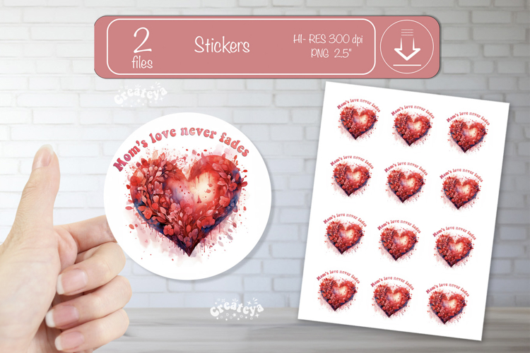 Mother’s Day Round Stickers PNG Printable watercolor Floral