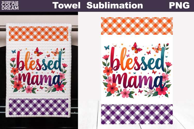 Blessed Mama Floral Kitchen Towel | Mother Gift Print