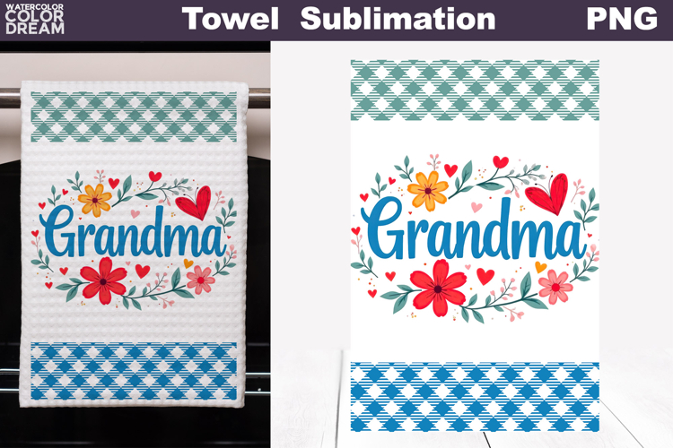 Grandma Floral Kitchen Towel | Mother Gift Print