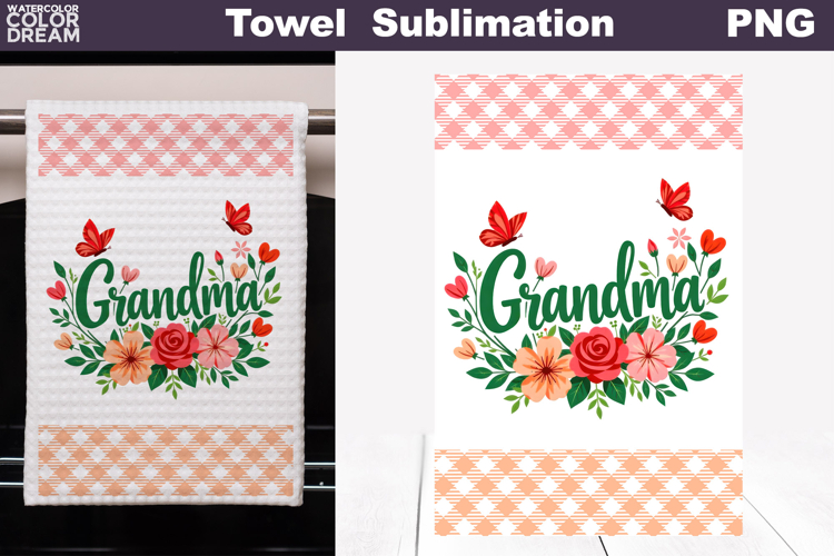 Grandma Floral Kitchen Towel | Mother Gift Print