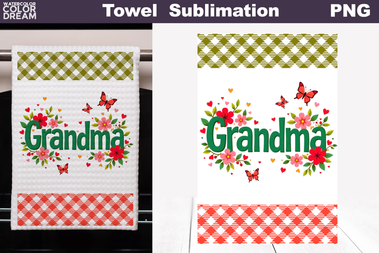 Grandma Floral Kitchen Towel | Mother Gift Print