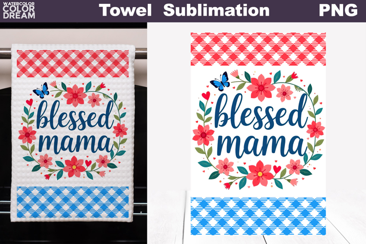 Blessed Mama Floral Kitchen Towel | Mother Gift Print