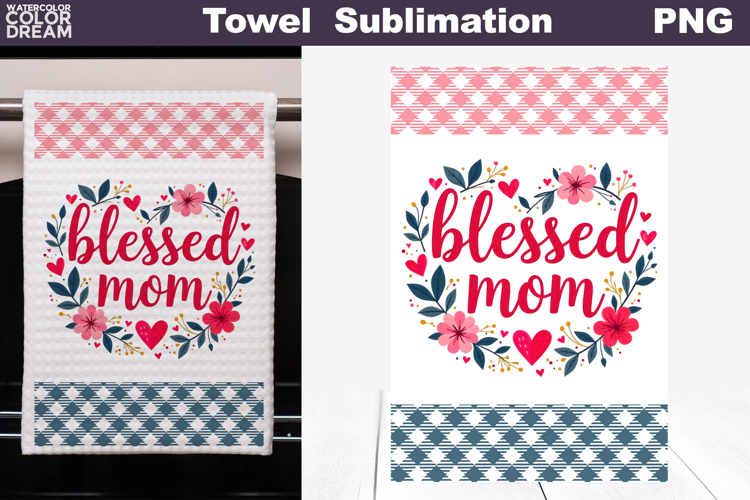 Blessed Mom Floral Kitchen Towel | Mother Gift Print