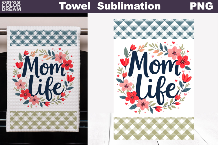 Mom Life Floral Kitchen Towel | Mother Gift Print