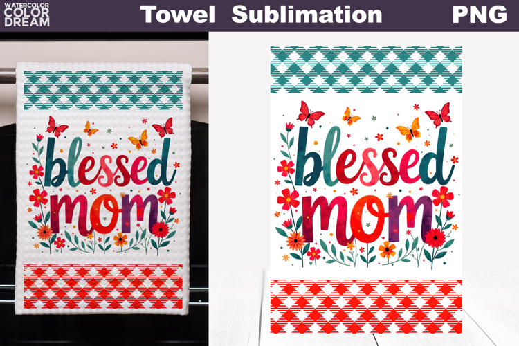 Blessed Mom Floral Kitchen Towel | Mother Gift Print