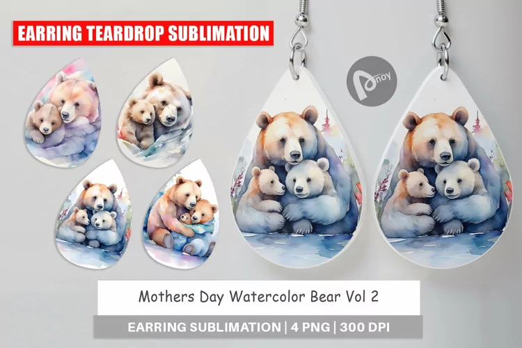 Earring Teardrop Mothers Day Bear