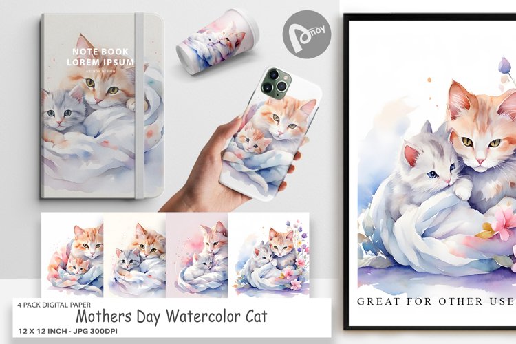 Digital Paper Mothers Day Cat example image 1