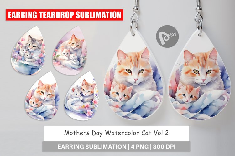 Earring Teardrop Mothers Day Cat