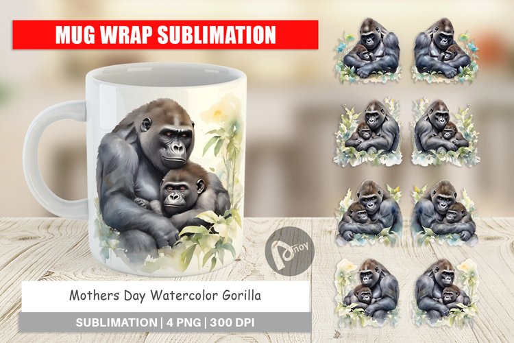 Mug Wrap Design Mothers Day Gorilla