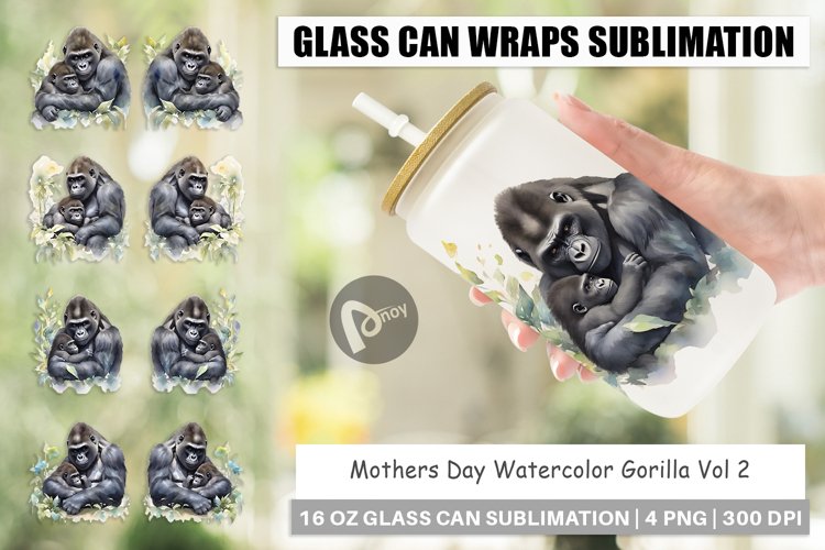 Glass Can Wraps Mothers Day Gorilla