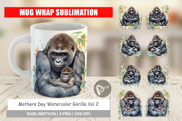Mug Wrap Design Mothers Day Gorilla