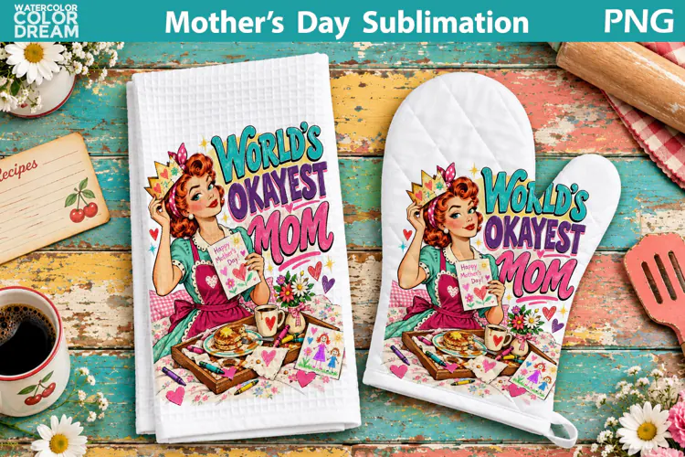 World's Okayest Mom Clipart | Funny Mother's Day Sublimation
