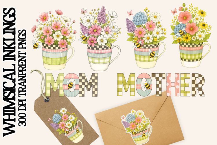 Mothers Day Flowers Sublimation Clipart