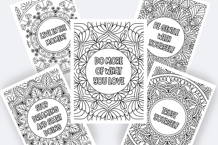 Adult Coloring Book, Mandalas, Positive Quotes PDF