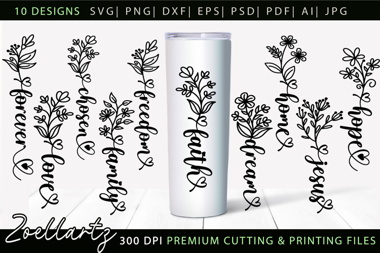 Flower Inspirational Quotes SVG Bundle | Floral Jesus Faith