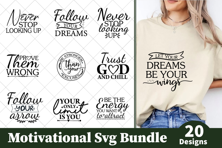 20 Motivational quotes SVG Bundle