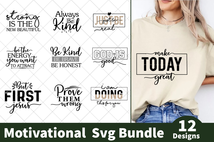 Motivational quotes SVG Bundle, 12 designs