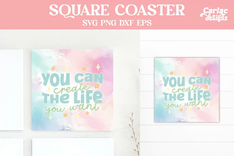 Square Coaster Sublimation, Motivational Coaster