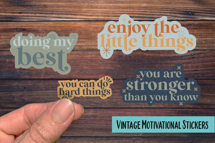 Vintage Motivational PNG Sticker Pack
