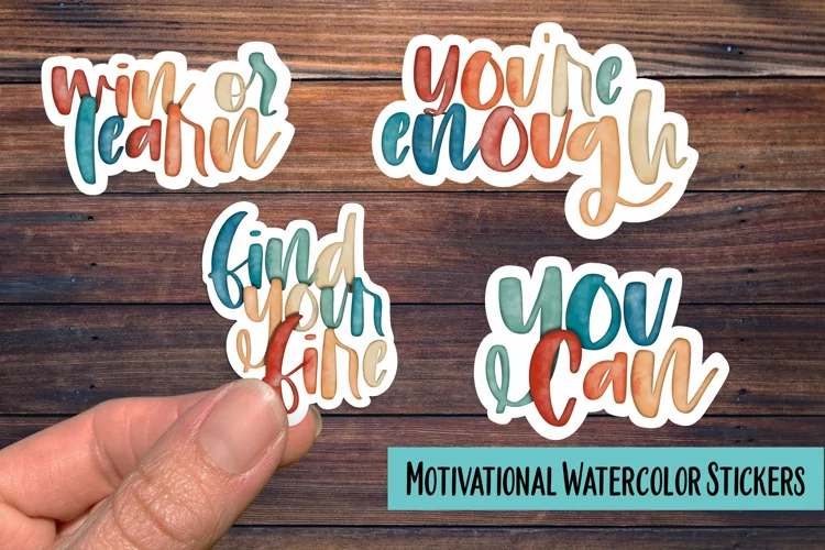 Motivational Watercolor PNG Sticker Pack