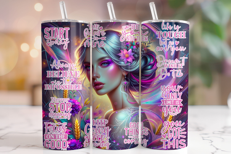 Motivational Quotes Tumbler, Inspirational Tumbler Wrap PNG