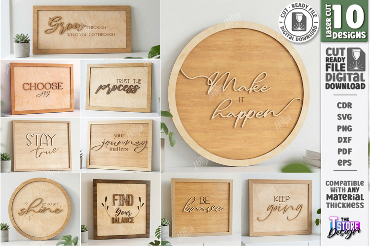 Motivational Wall Signs Laser Cut Bundle | Home Decor | CNC