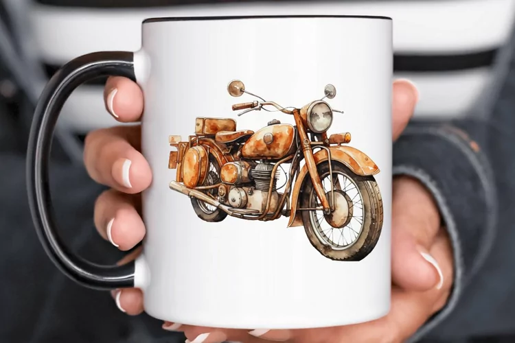 Motorbike Vintage Watercolor Sublimation PNG Clipart