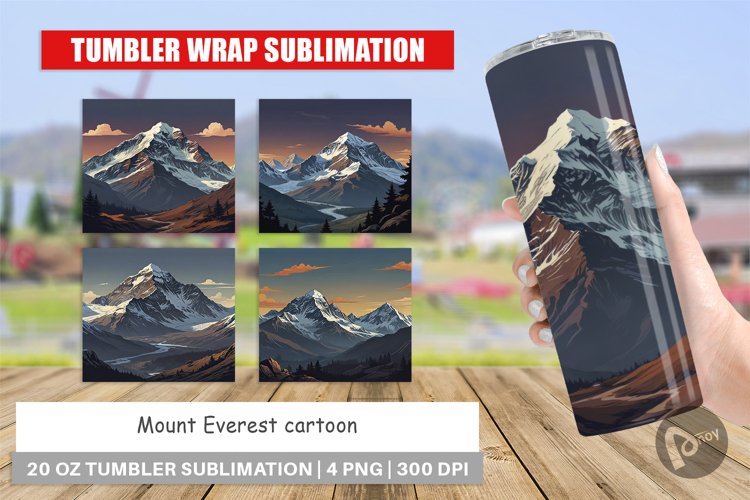 Tumbler Wrap Cartoon Mount Everest