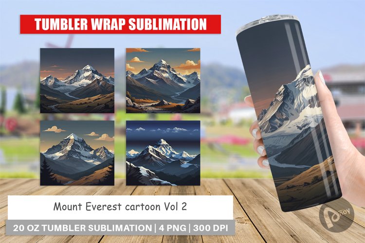 Tumbler Wrap Cartoon Mount Everest