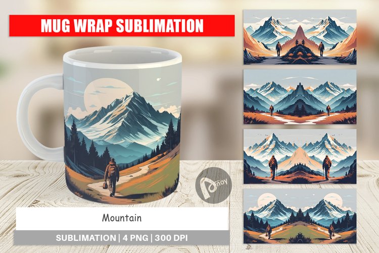 Mug Wrap Design Mountain