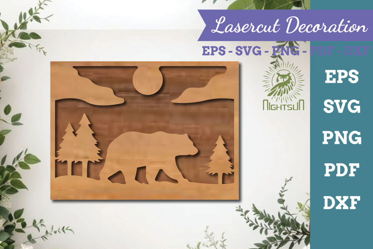 Mountain Bear Lasercut Wall Decor SVG