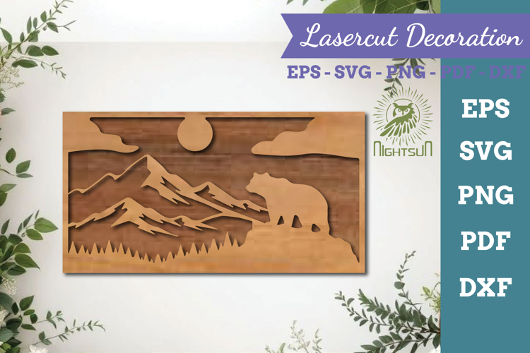 Mountain Bear Lasercut Wall Decor SVG