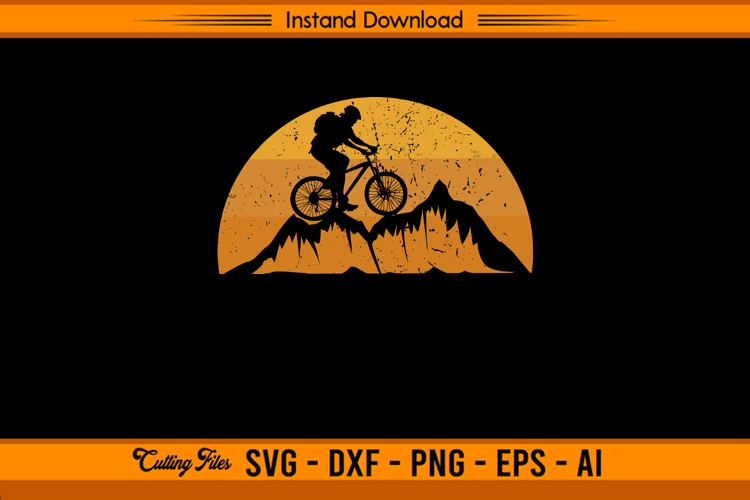 Mountain Bike Vintage Retro Sunset SVG Design