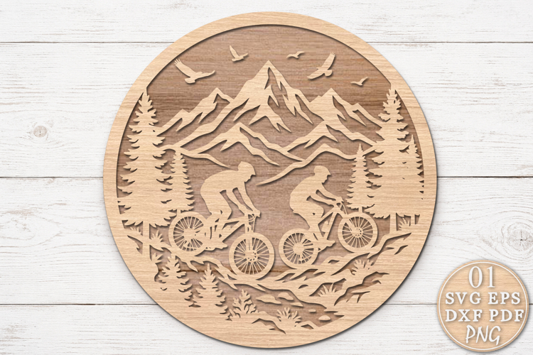 Mountain Biking Laser Cut SVG