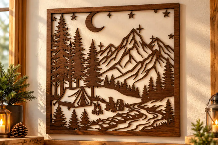 Mountain Campfire Laser Cut Svg