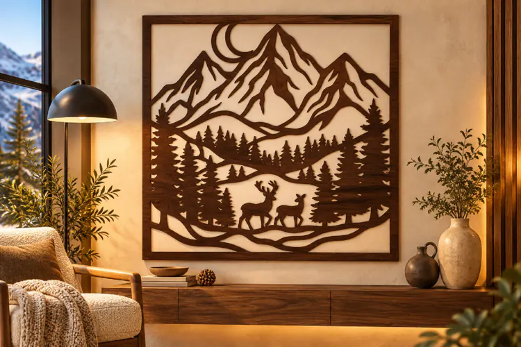Mountain Deer Wall Art Laser Svg