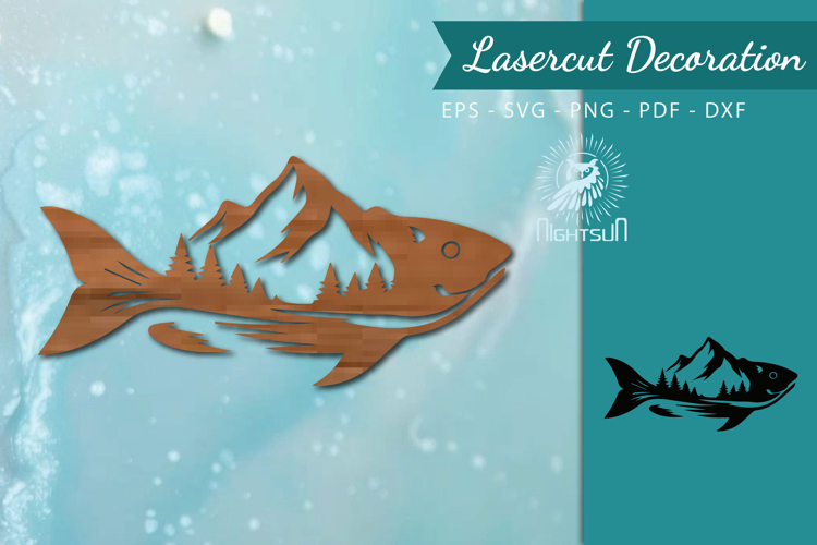 Mountain Fish Lasercut Wall Decor SVG