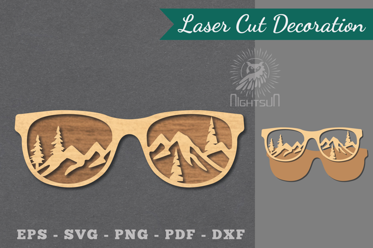 Mountain Glasses Laser Cut Decoration