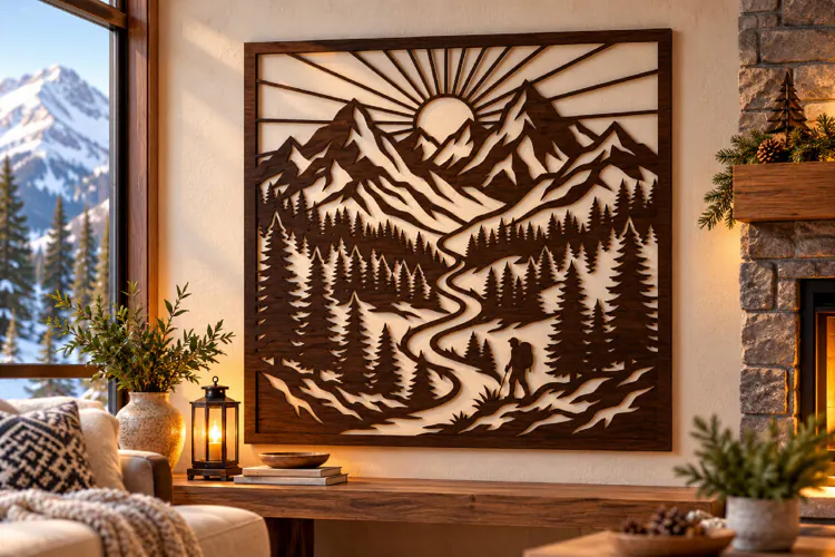 Mountain Hiking Trail Laser Cut Svg