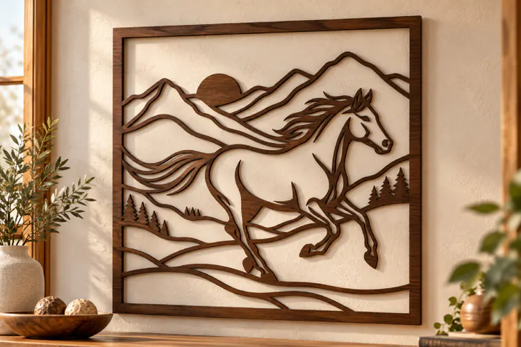 Mountain Horse Framed Laser Cut Svg