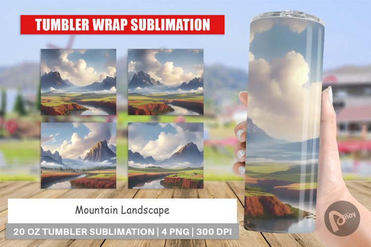 Tumbler Sublimation Wrap Mountain Landscape